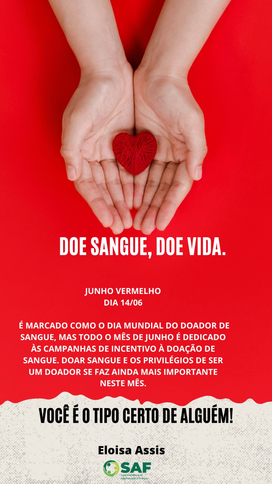 14 de Junho - Dia Mundial da Doação de Sangue